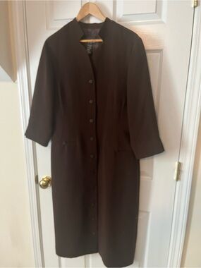 Positive Attitude Dark Brown Minimalist Collar Coat Dress